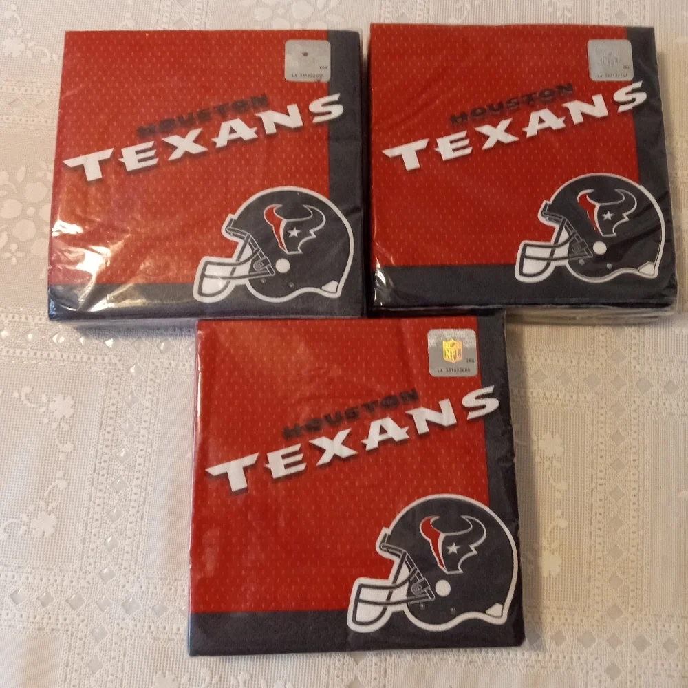 🆕 3 packs of Houston Texans Lunch Napkins 36ct